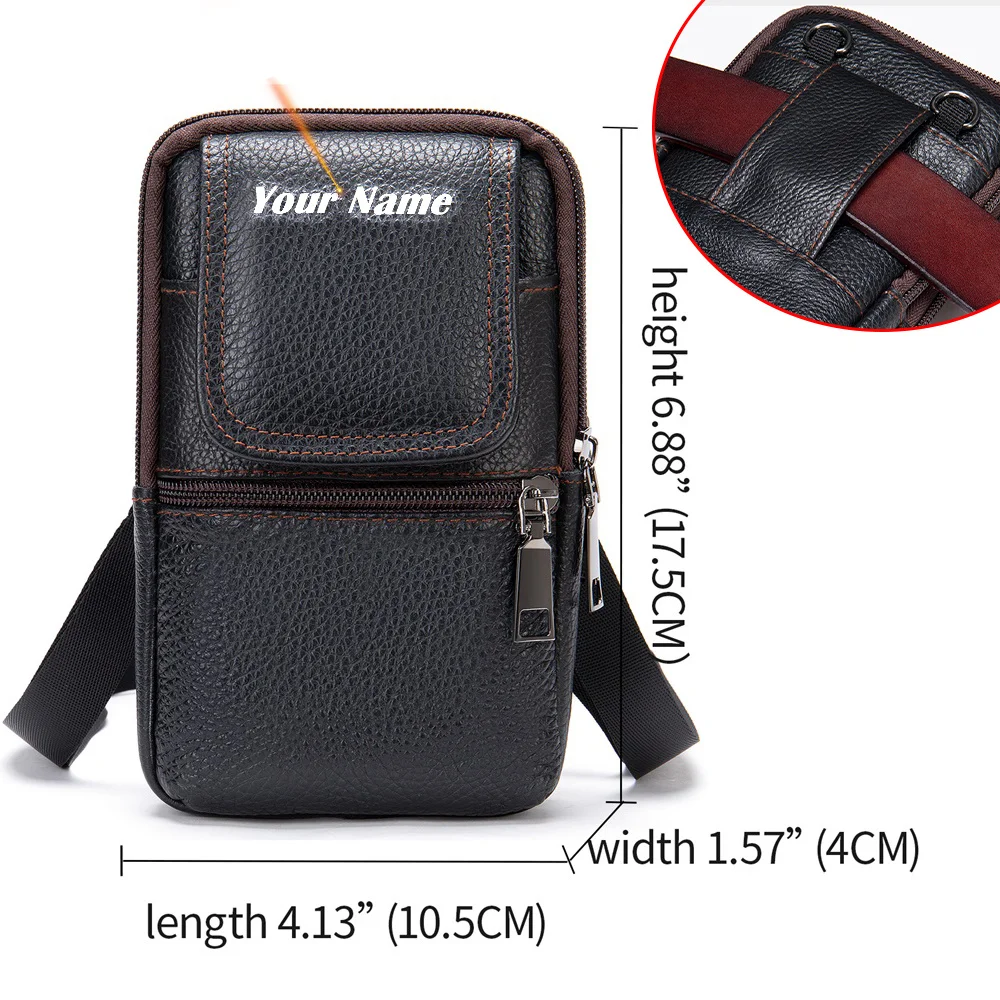 

Genuine Leather Shoulder Male Fanny Pack Waist Bags Messenger Crossbody Bag Hip Sack Small Phone Pocket Belt Pouch