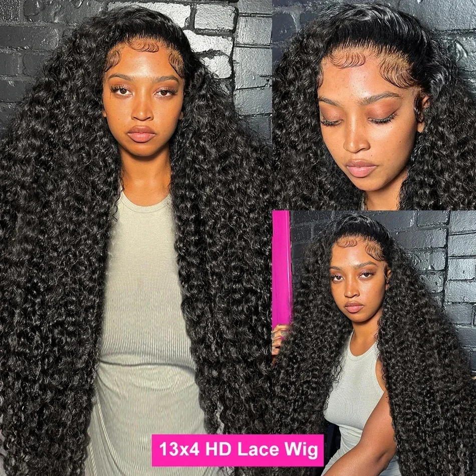 250 Density Water Wave 13X6 13X4 Hd Transparent Lace Deep Wave Frontal Wigs Pre Plucked Human Hair Curly Wigs For Black Women 2
