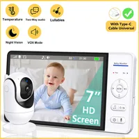 Pas de WiFi 7 pouces bébé moniteur 2 voies Audio Vision nocturne 4X Zoom sans fil enfants Protection Surveillance caméra vidéo 5000mAh batterie 1