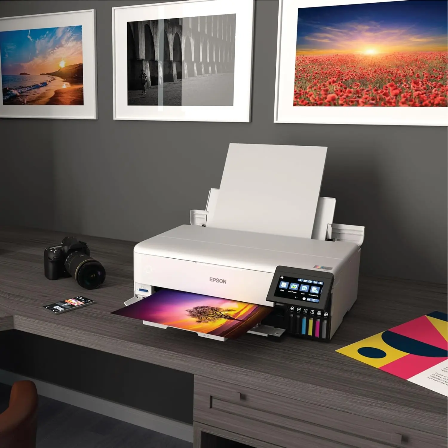EcoTank Photo ET-8550 Wireless Wide-Format All-in-One Supertank Printer with Scanner, Copier, Ethernet and 4.3-inch 3