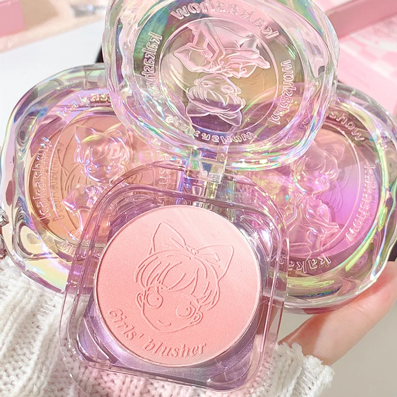 Kakashow Girl Heart Gradual Change Powder Blusher Matte Rouge White Fine Shiny Natural Nude Makeup Powder Blusher Cosmetics 6