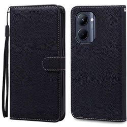 Leather Flip Wallet Phone Case - Premium Cover and Organizer for Realme C33 (Black)