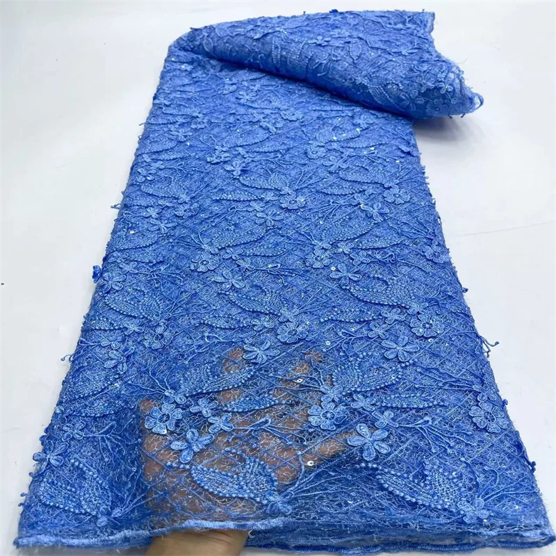 

Nigerian Tulle Sequins lace For Bridal Gown Dress 2024 High Quality African French Net Lace With Beads Senegal Fabrics 5 Yards