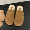 Bebealy Fashion Fur Clogs Slippers for Women Winter Fluffy Cork Insole Plush Slippers with Arch Support Furry Suede Mules Shoes 1