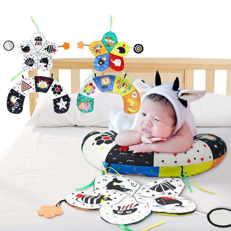 Baby Pillow Baby Pillow Tummy Time Toy Black And White Lying Pillow High Contrast Double-Sided Sensory Toy Newborn Head-up Training