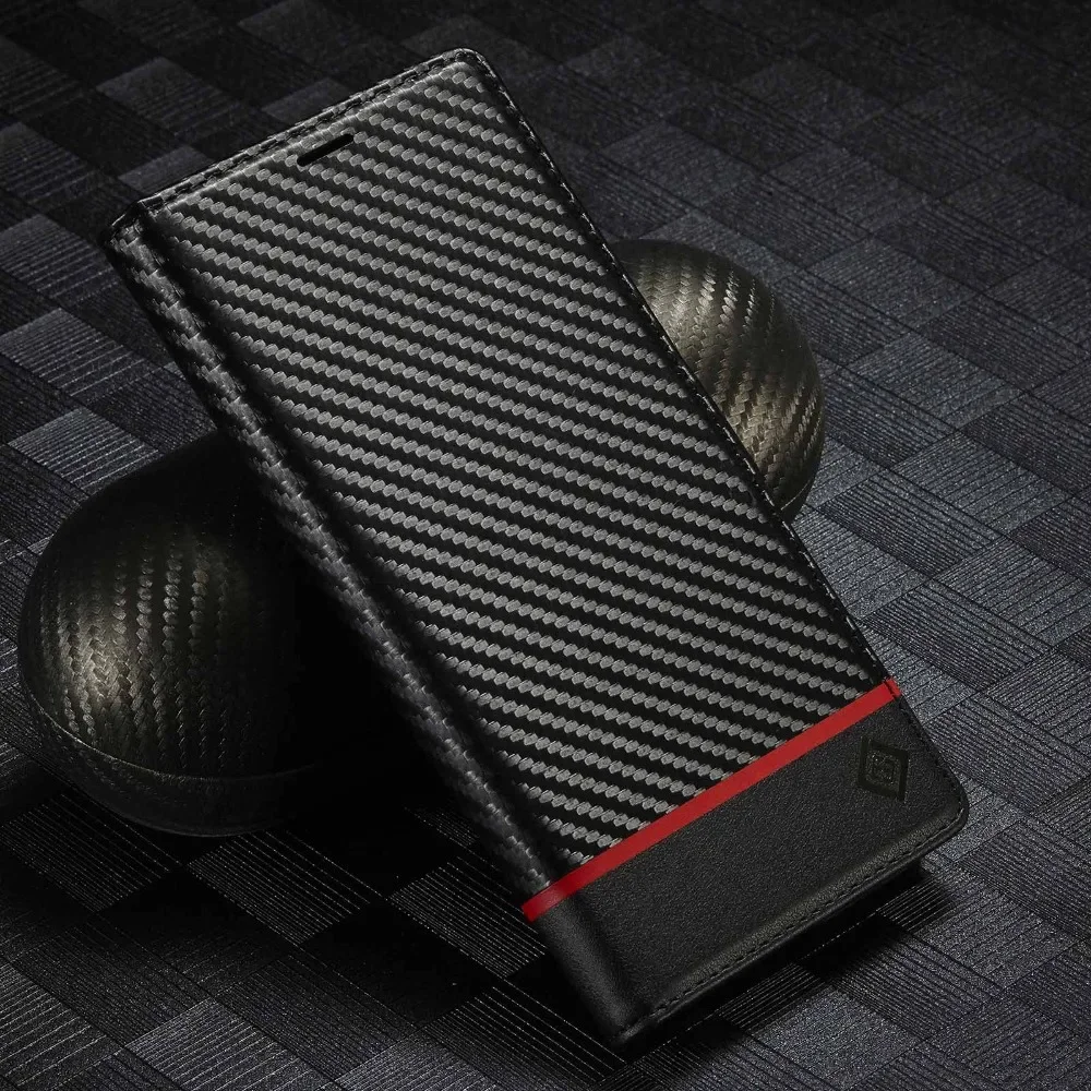 Premium Carbon Fiber Leather Magnetic Wallet Phone Case Cover