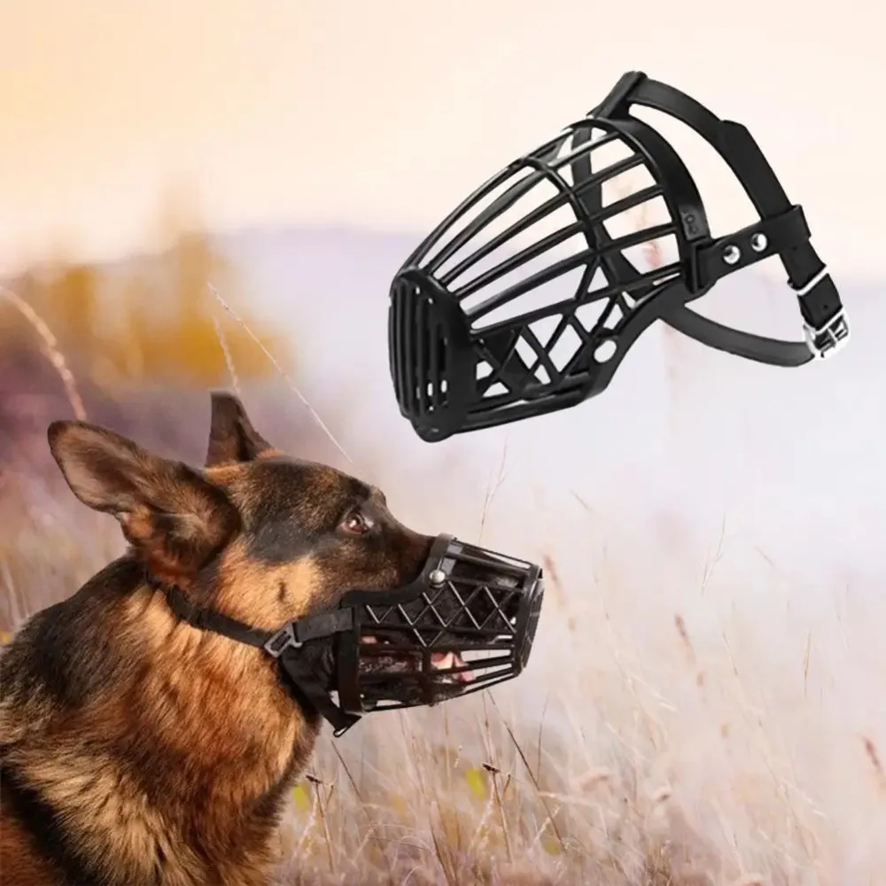 Dog Muzzle Soft Plastic Leather Basket Design Anti-biting Adjusting Straps for Small Medium Large