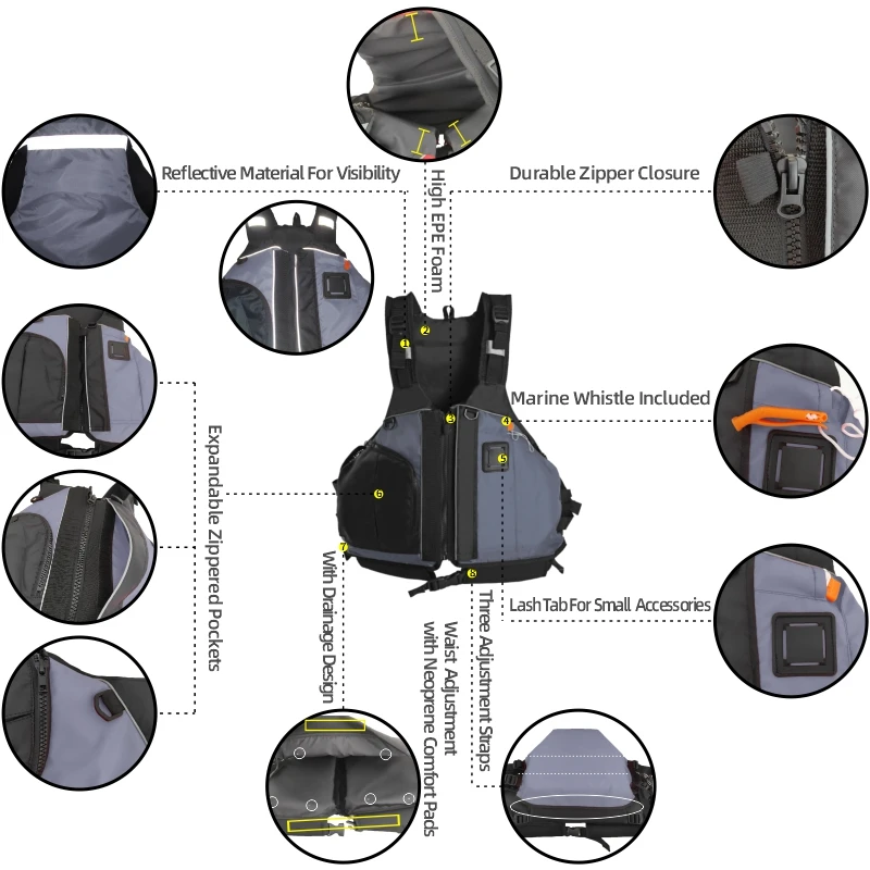 Life Jacket for Adults and Kids Buoyancy Aids PFD Men Kayak Rafting Sailing