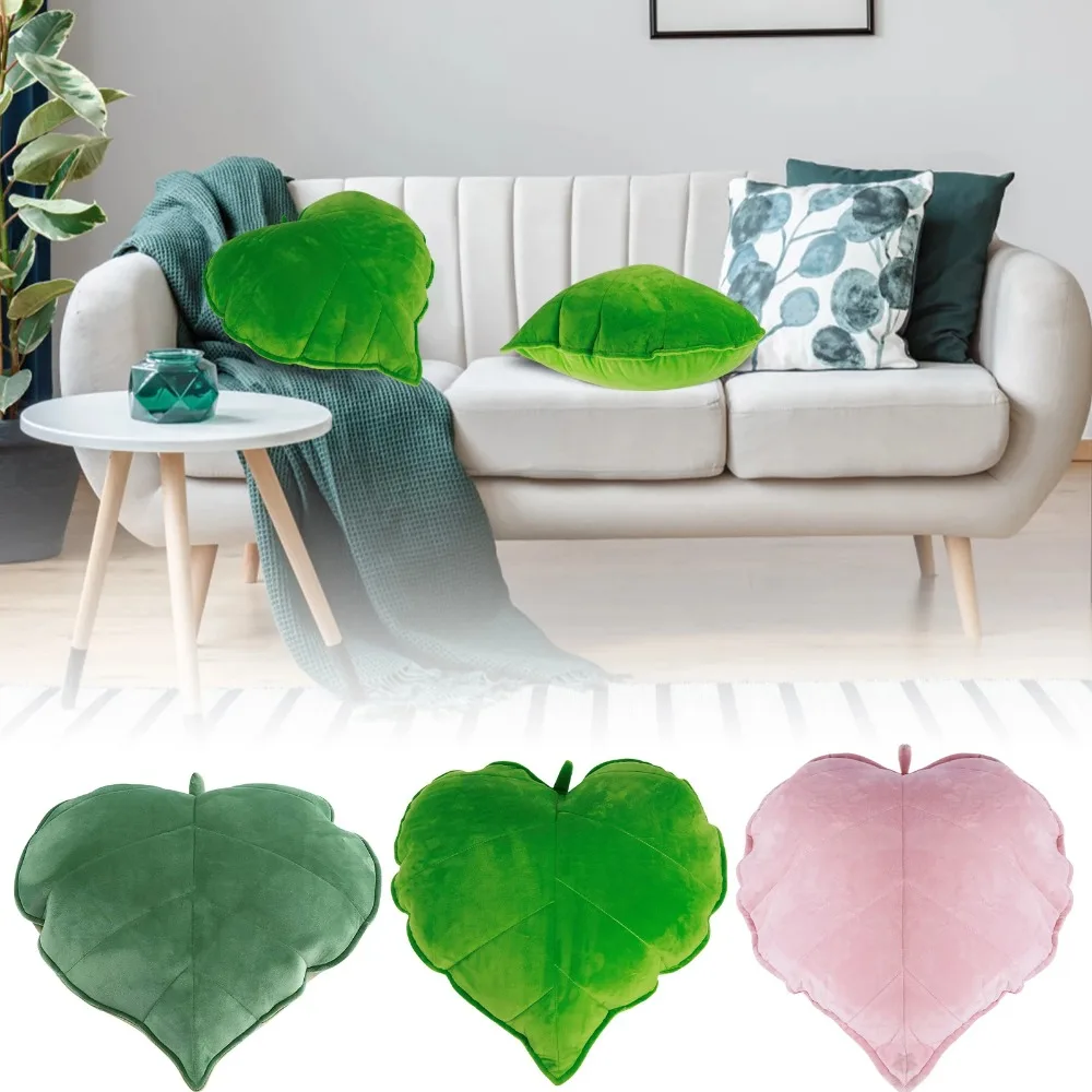3D Leaf Throw Pillow Decorative Plant Pillow Soft Plush Leaf Shaped Cushion Novelty Plush Backrest Pillow Plant Sleeping Cushion 5
