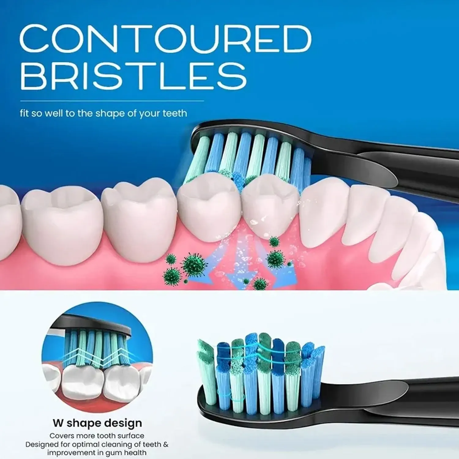 4 Pcs Electric Toothbrush Heads Compatible with Fairywill D7/D8/FW507/FW508/FW551/917/959/SG-E9 Moderately Soft Bristles Brush 3
