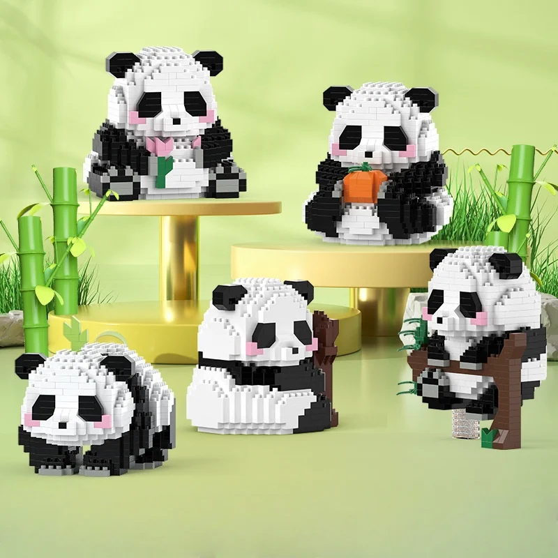 NEW 18 Styles Panda Micro Blocks Building Set Cute Panda Animal Models ...