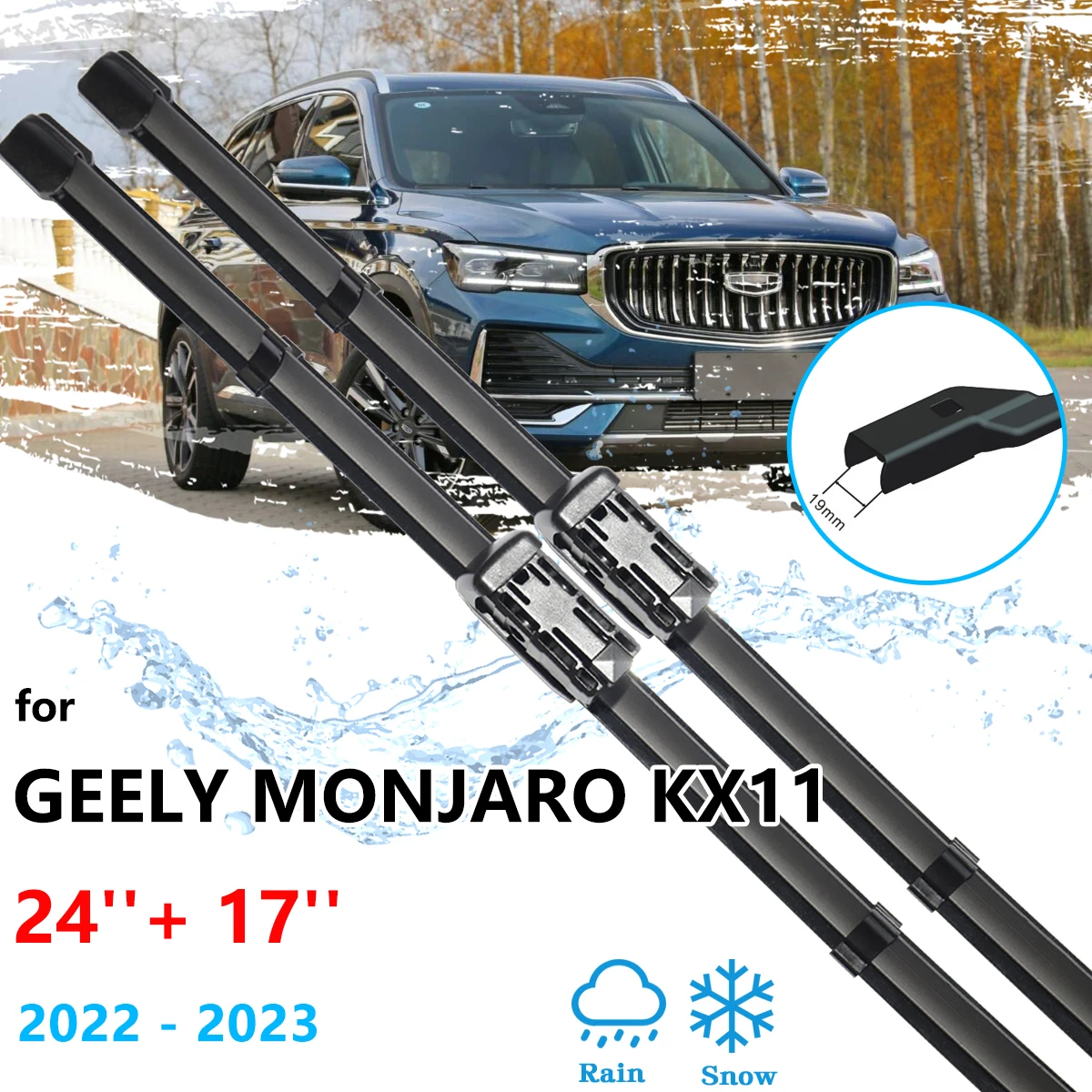 

2x For Geely Monjaro KX11 2022 2023 Car Front Wiper Blades Brushes Windscreen Windshield Window Cutter Cleaning Auto Accessories