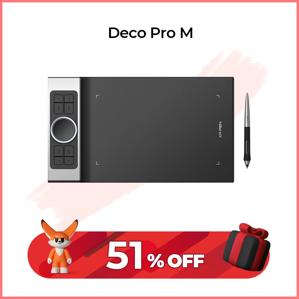 XPPen Deco Pro 미디엄 드로잉 태블릿, 8192 레벨 지지대, 안드로이드 윈도우 맥 디지털 그래픽 태블릿, 드로잉용, 11x6 인치