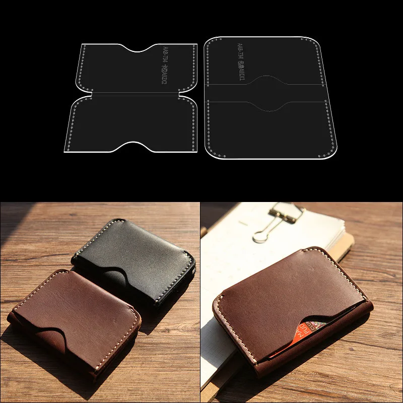 1Set 10*7cm DIY Acrylic Template Leather Craft Card Pack Sewing Pattern leather craft template sewing template