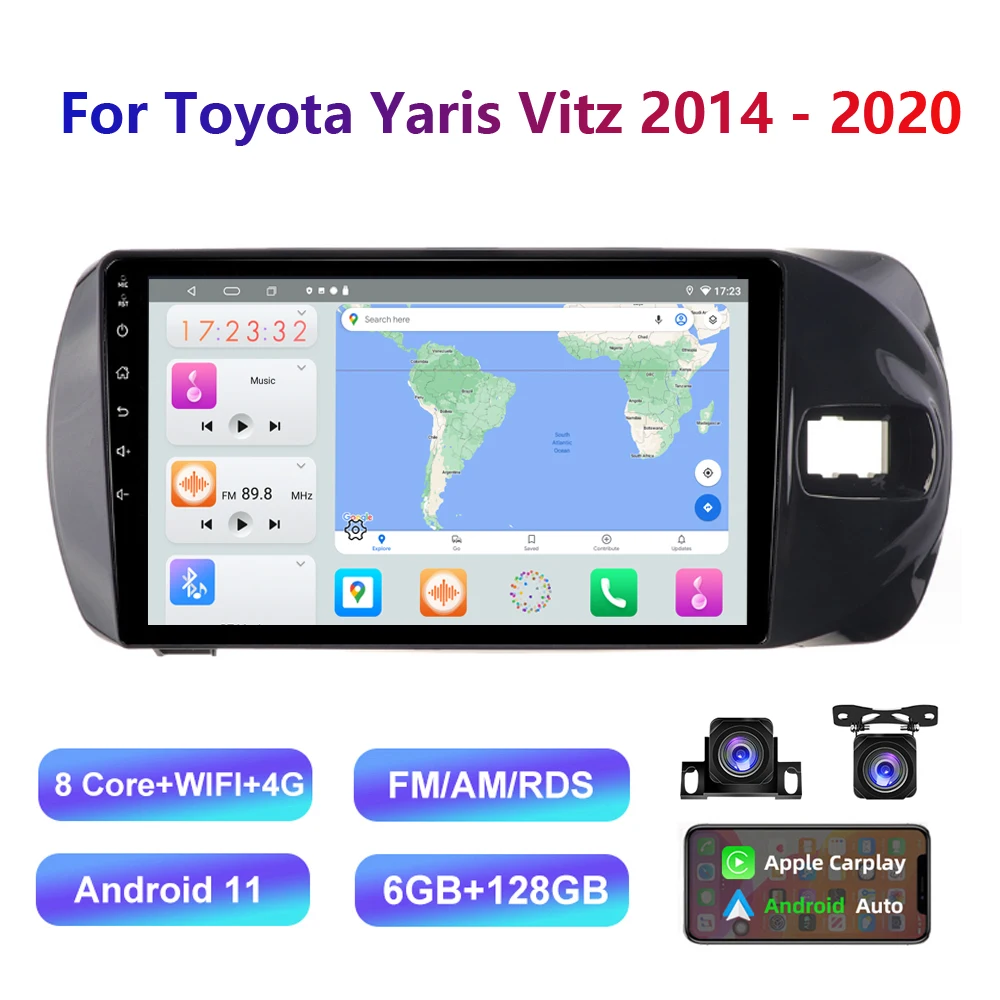 

HD Multimedia For Toyota Yaris Vitz 2014 - 2020 Car Stereo Radio Android Video Navigation GPS carplay/auto 4G