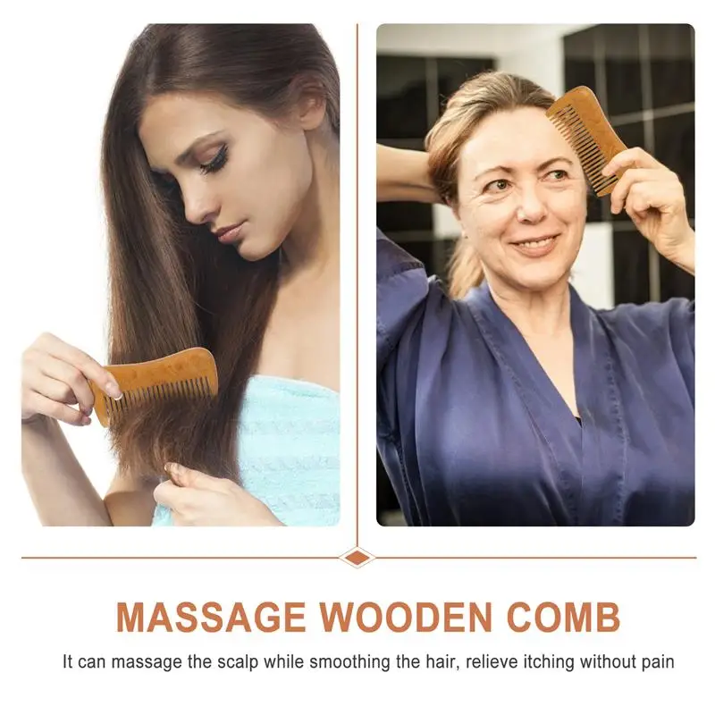 1pc Fine-toothed Wooden Comb Multi-purpose Massage Comb Home Hairdressing Tool