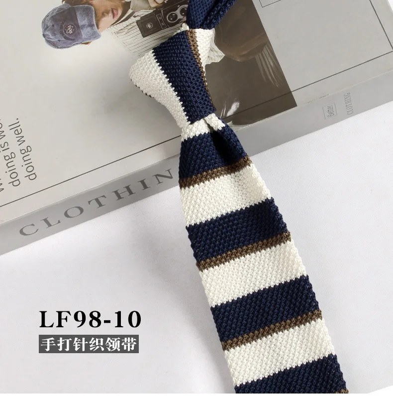 New Trendy British Casual Knitted Ties For Men Narrow Flat 6cm Width Striped Neckties College Boys Shirt Accessories Suit Cravat