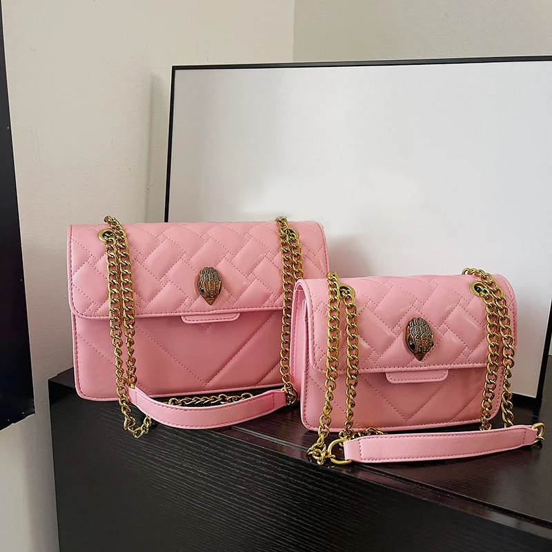 Women's Bag Metal Chain Pack High Quality Leather Rhombic Lattice Crossbody Underarm Female Bags Fashion Niche New Style