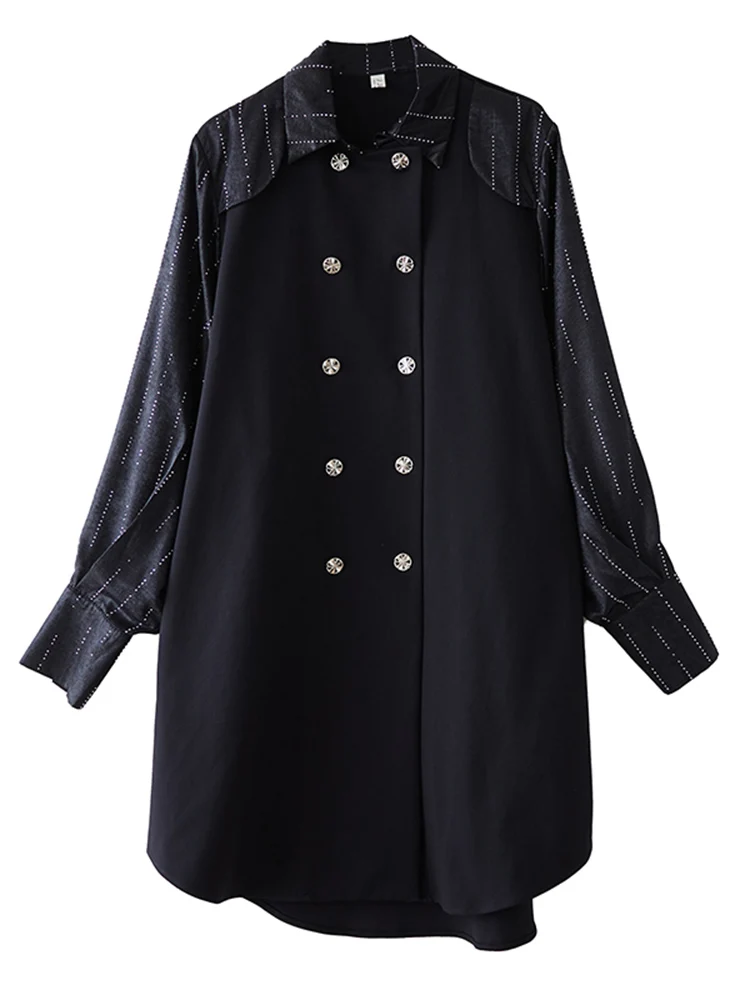 Oversized Patchwork Long Trench Coat For Women New Casual Loose Vintage Fashion Outerwear Cardigan Clothes Spring Autumn 2025