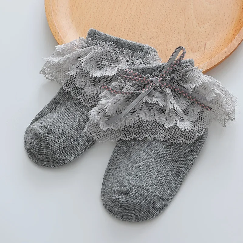 Spring/Summer Korean Fashion Lace Cute Lace Bow Baby Princess Wind Breathable Comfortable Cotton Solid Color Socks BR205