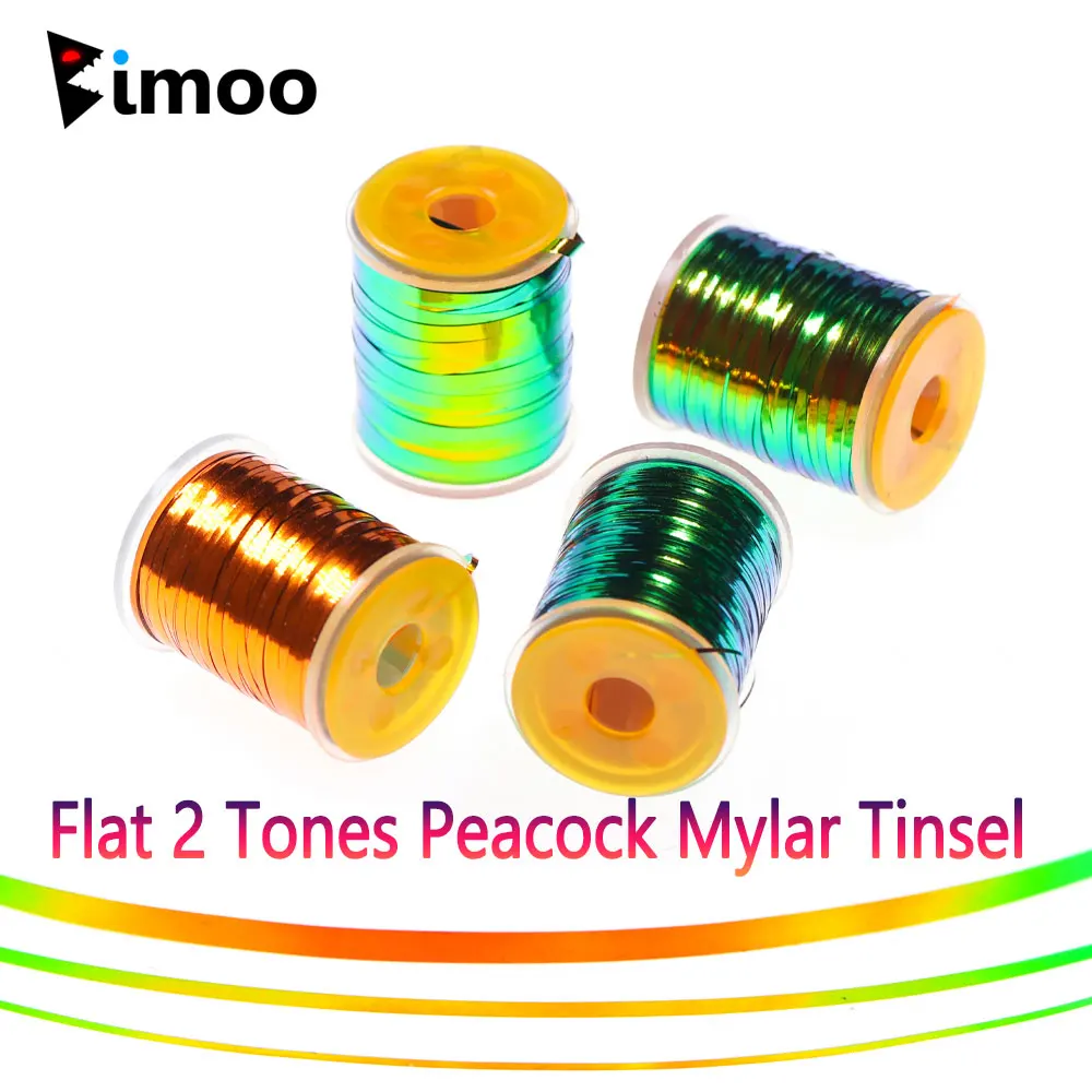 

Bimoo 0.5mm~2mm Wide Flat 2 Tones Peacock Mylar Tinsel Metalic Durable Body Fly Tying Material For Nymphs Midges Saltwater Fly