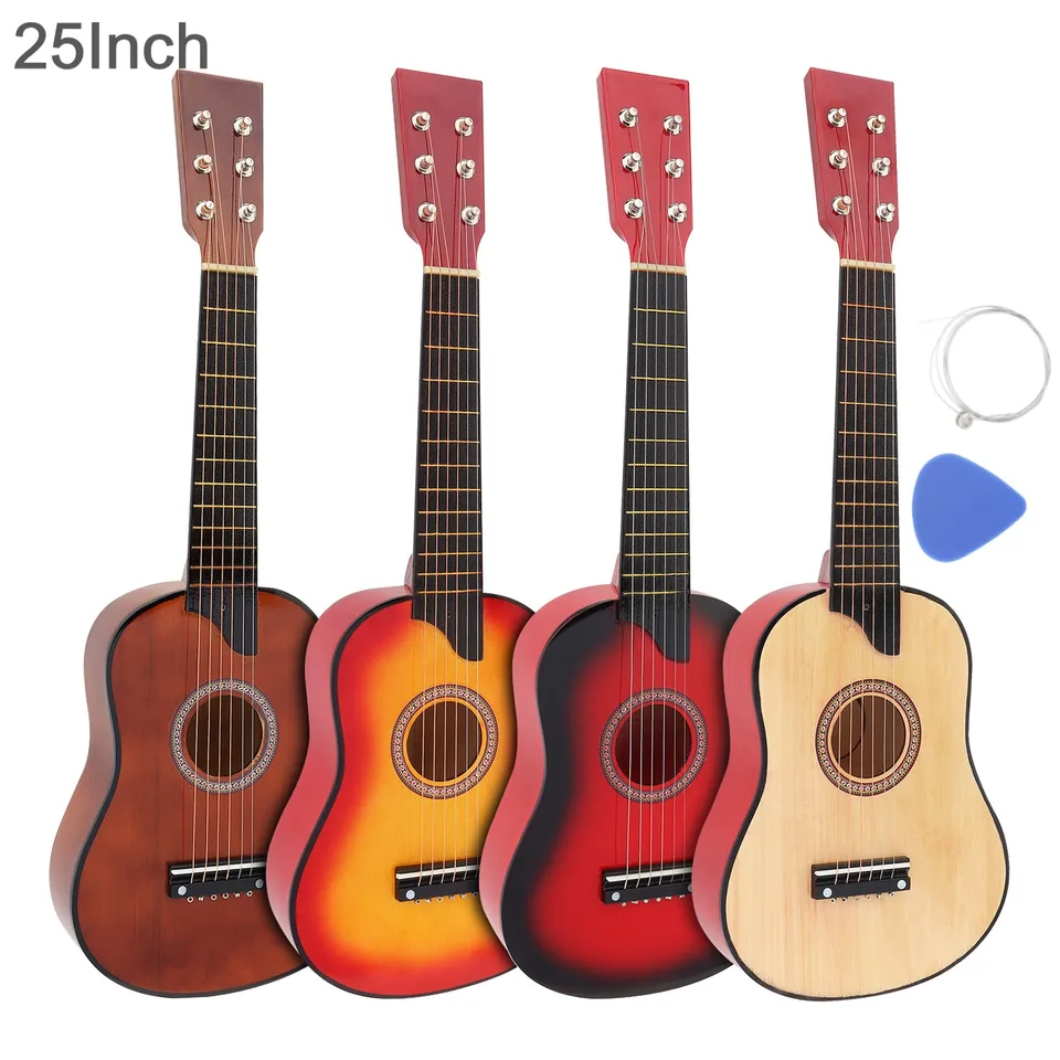 25 インチバスウッドアコースティックギター 6 弦ギターラピック弦ミニ