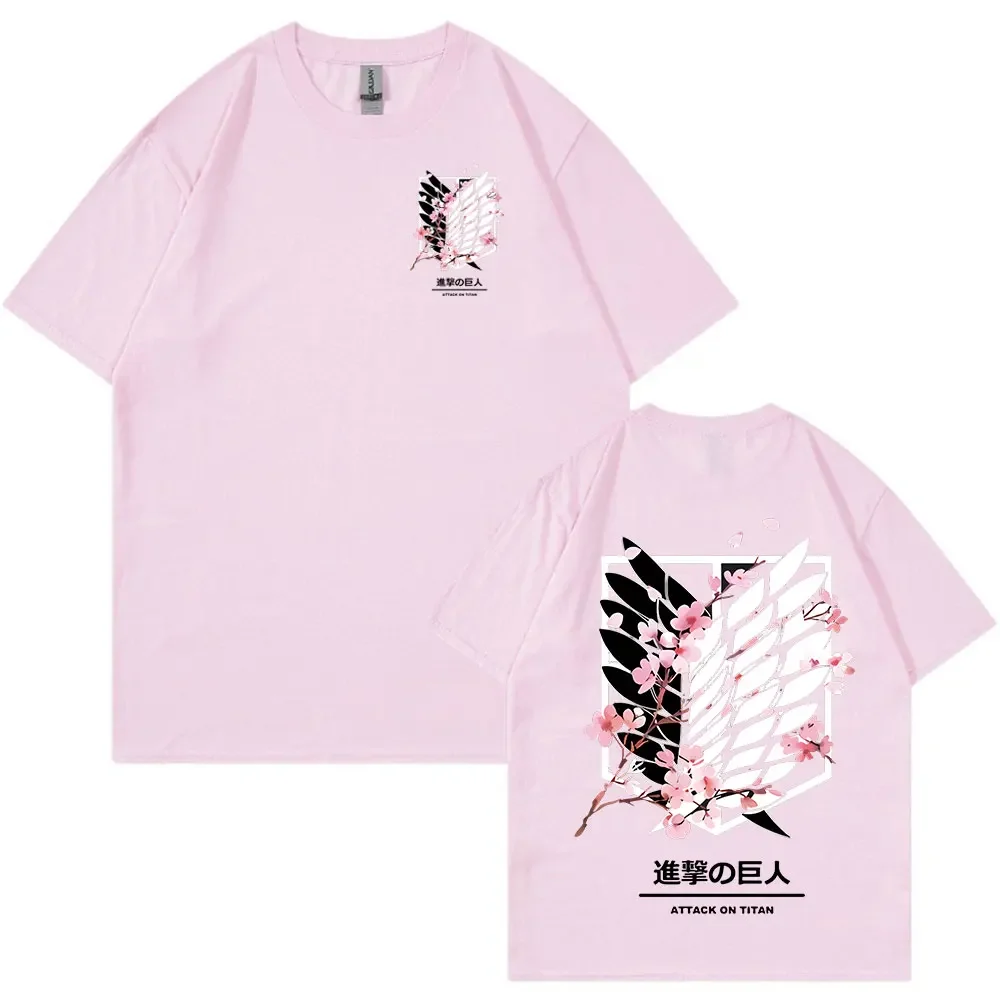 Anime Attack on Titan T-Shirt Ackerman Mikasa Eren Jaeger Cherry Blossom Graphics Tees 4