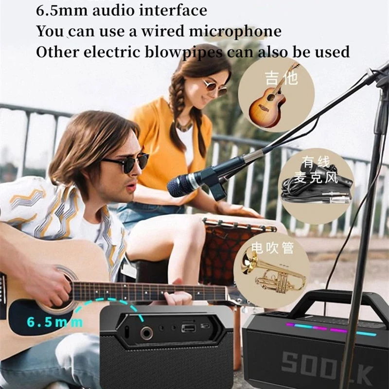 Фото SODLK S520 caixa de som bluetooth 150 Вт Ультра мощный стерео ударный бас TWS двойная пара Встроенный микрофон с низкой задержкой №4