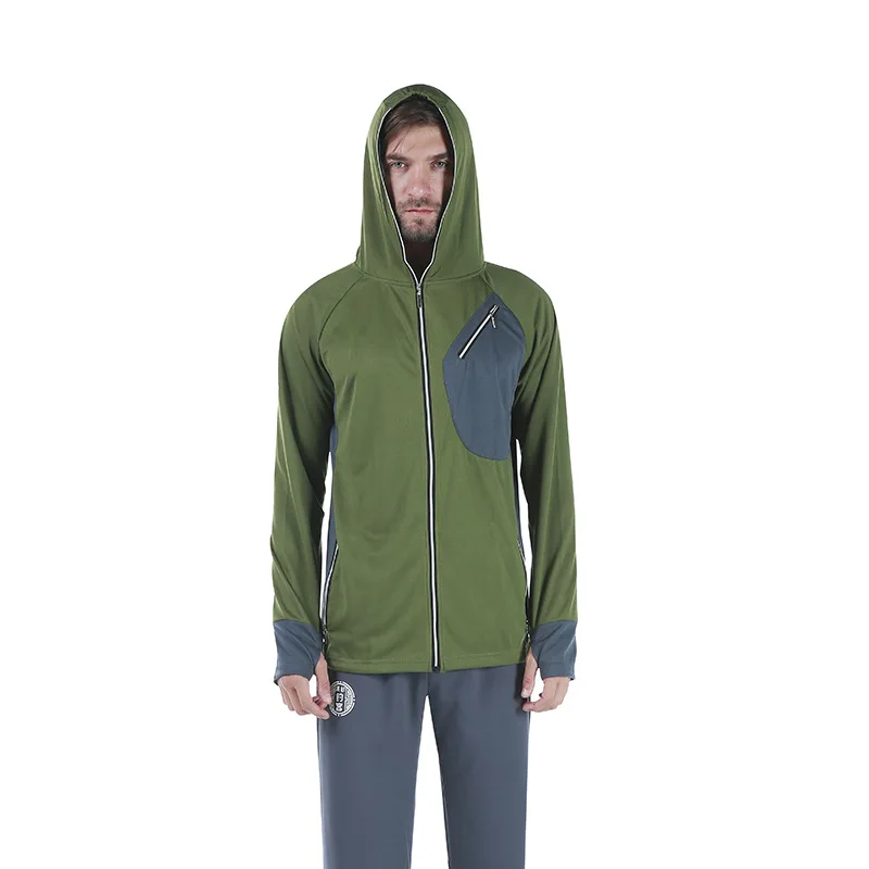 Men's Hooded Fishing Shirt Pockets Summer Sunscreen Outdoor Fishing Coat Breathable Soft Polyester Sport Clothes