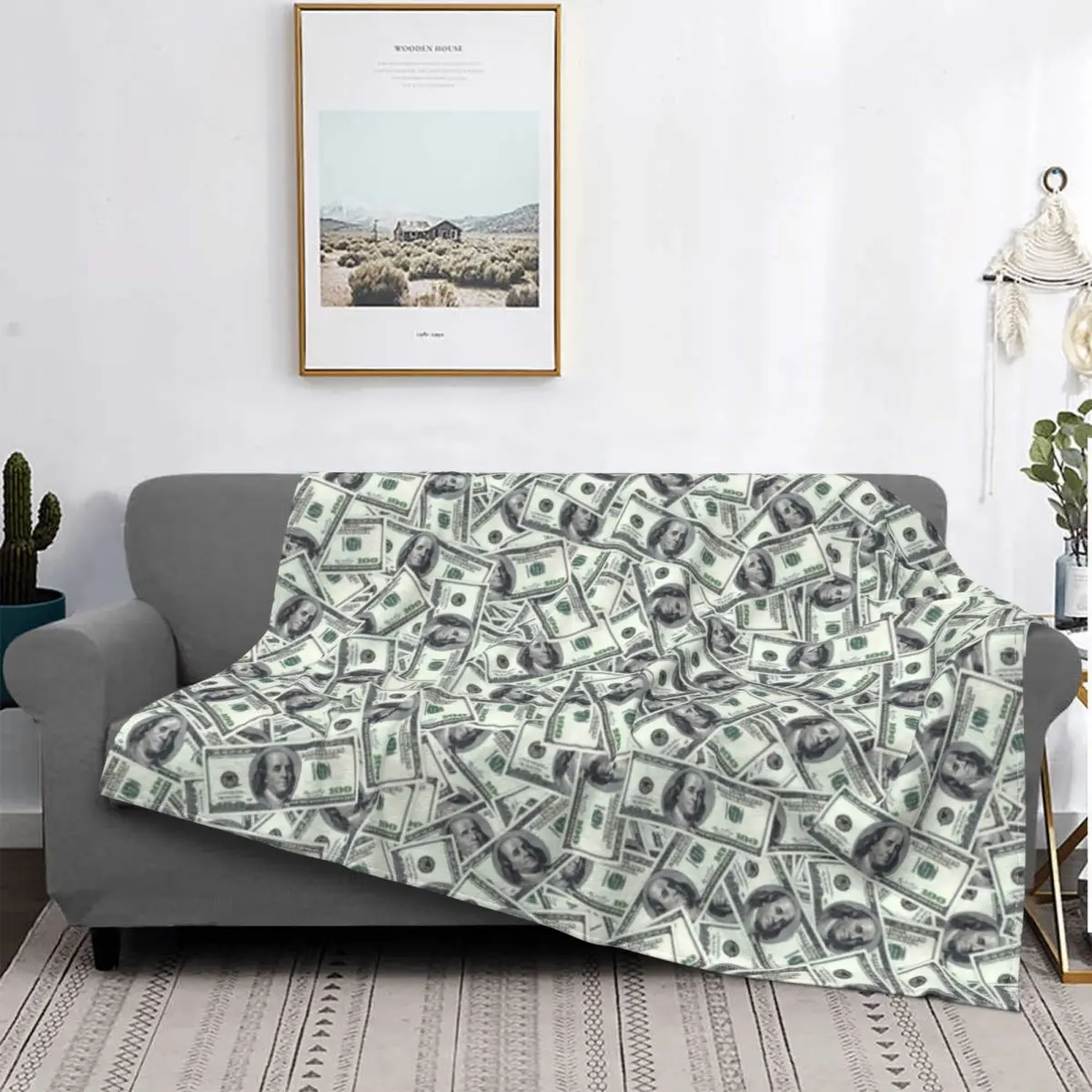 100DollarBillMoneyFlannelBlanketsGiantmoneybackgroundNovelty
