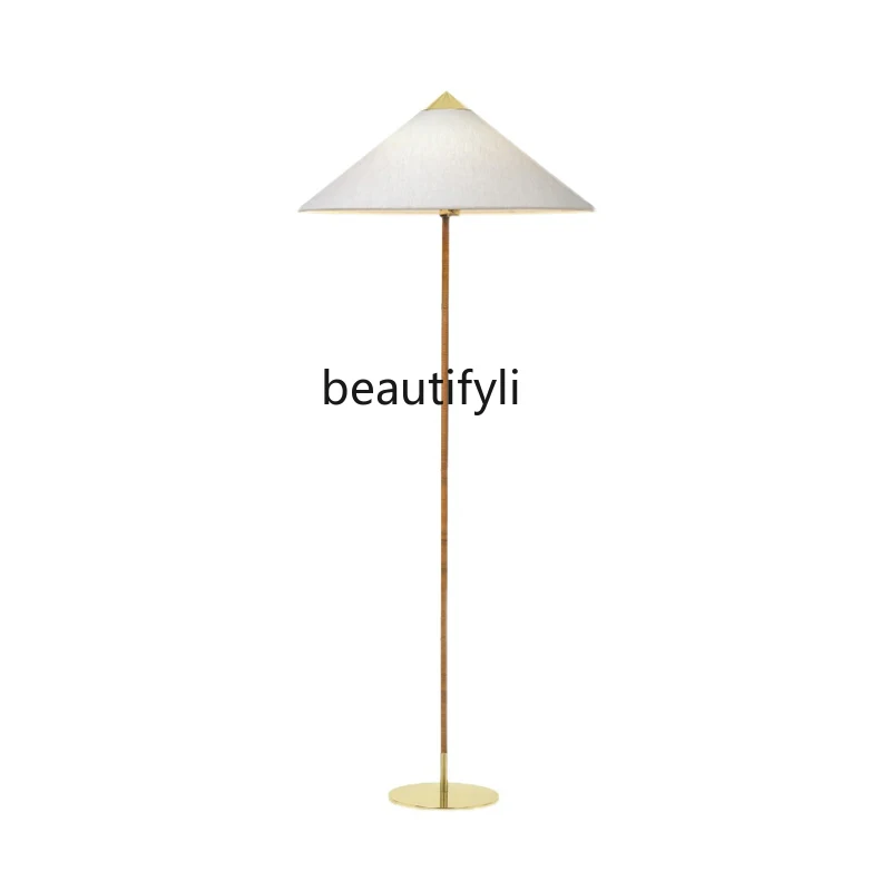 

Floor Lamp Model Room Soft Decoration Creative Bamboo Hat Silent Wind Retro Living Room Decorative Lamps