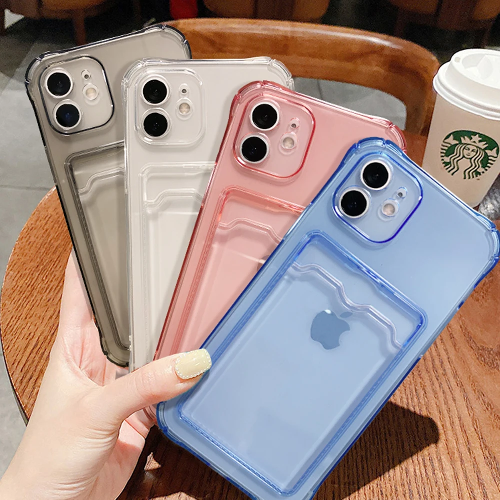 Stylish Shockproof Silicone Phone Case with Card Holder – Universal Design