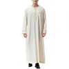 2026 New Muslim Arab Robe Men Round Neck Islamic Clothing Long Sleeve Comfortable