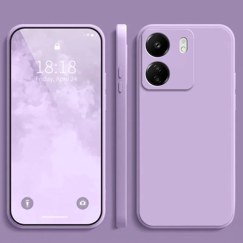 Pure Color Square Silicone Matte Phone Case - Durable Soft Protective Cover