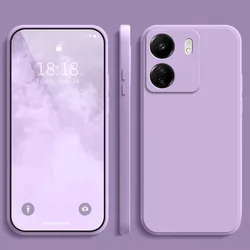 Pure Color Square Silicone Matte Phone Case - Durable Soft Protective Cover - Poco x7 pro (Purple)