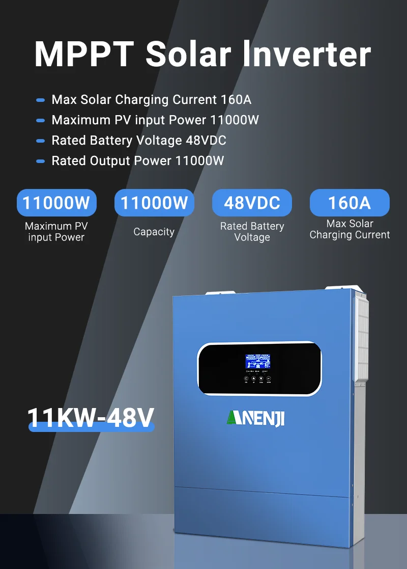 11KW 48V MPPT Hybrid Solar Inverter 2 MPPT Dual PV Input 230VAC On/Off Grid Sola