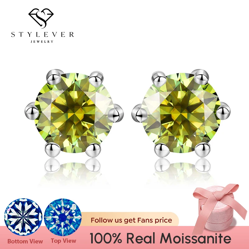 

Stylever 0.5ct 1ct Green Red Colorful Moissanite Diamond Stud Earrings 925 Sterling Silver Wedding Earrings 2022 Luxury Jewelry