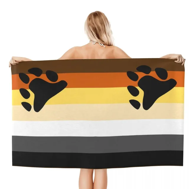 Custom Bear Pride Flag Beach Towel GLBT LGBT Gay Paw Soft Linen Microfiber Bath Towels 2