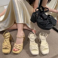 2025 nouveau été décontracté imperméable femmes sandales à la mode talon augmenté plate-forme compensées élégant mocassins romains pour les femmes 1