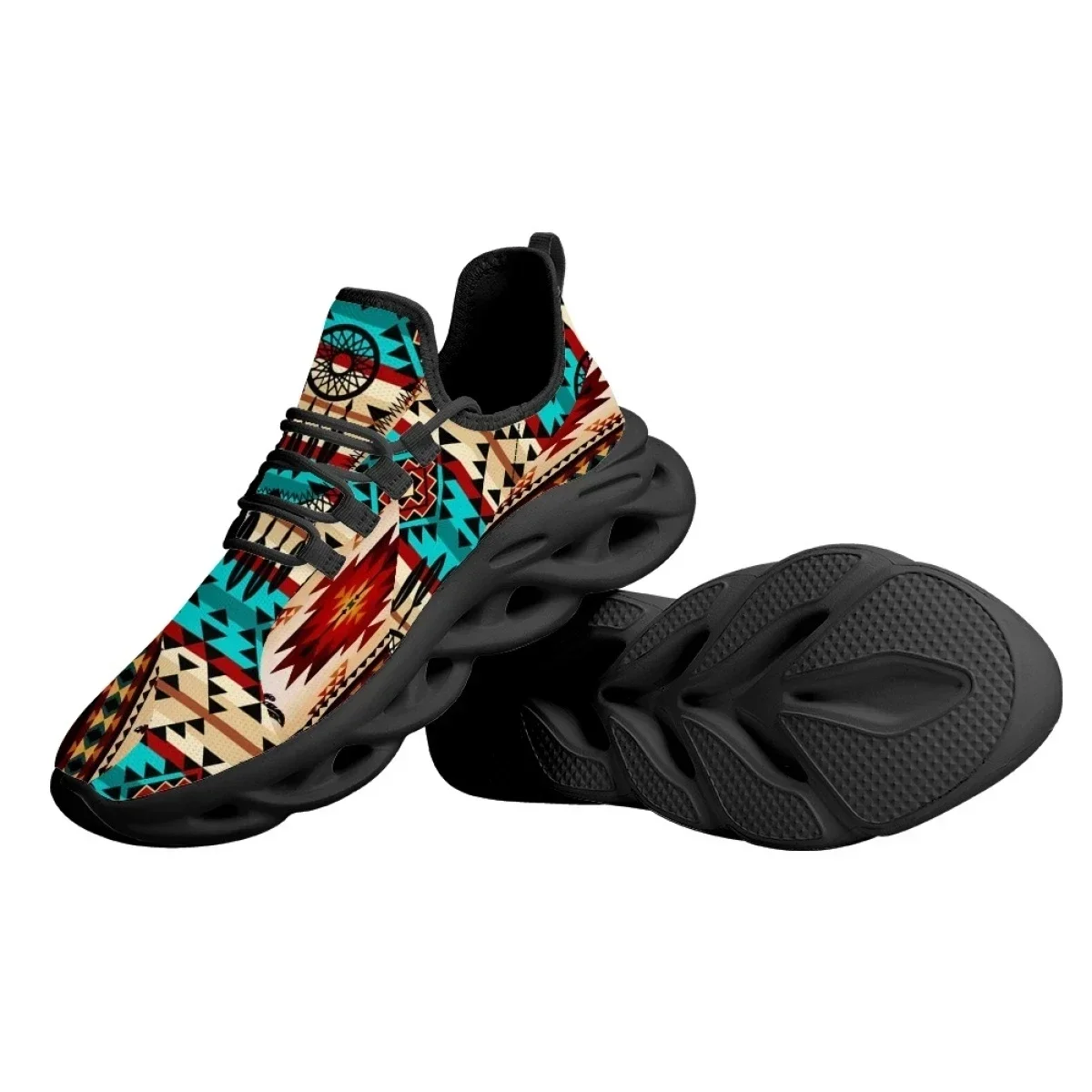 Sneakers American Ethnic Tribal Aztec Printed Non-slip Outdoor Platform Shoes Fashion Mesh Shock Absorption Vulcanized Shoes New