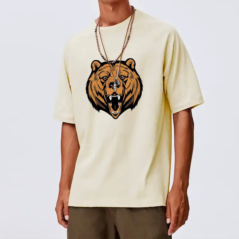 

Free Ship T-Shirts Men Stylish Bear Print High Quality Anime Clothes Jojo Bizarre Adventure Retro Graphic Tee for Men One Piece