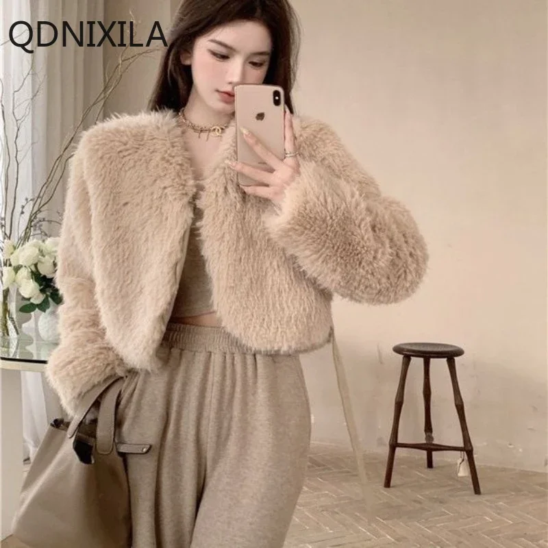 Faux Fur Jacket Short Winter Jackets for Women 2024 Autumn/winter Versatile Fur Cardigan Top Women's Winter Fur Coat Outerwears
