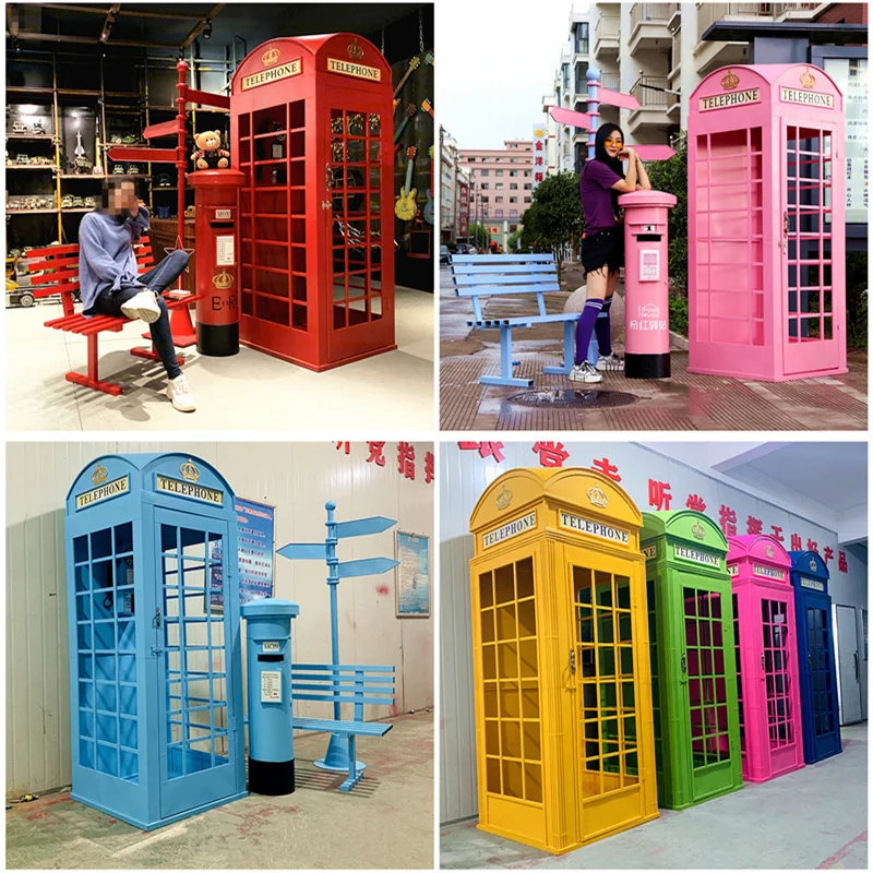 

London Telephone Booth Decoration Internet Celebrity Bar Decoration Large Retro Photography Props Model