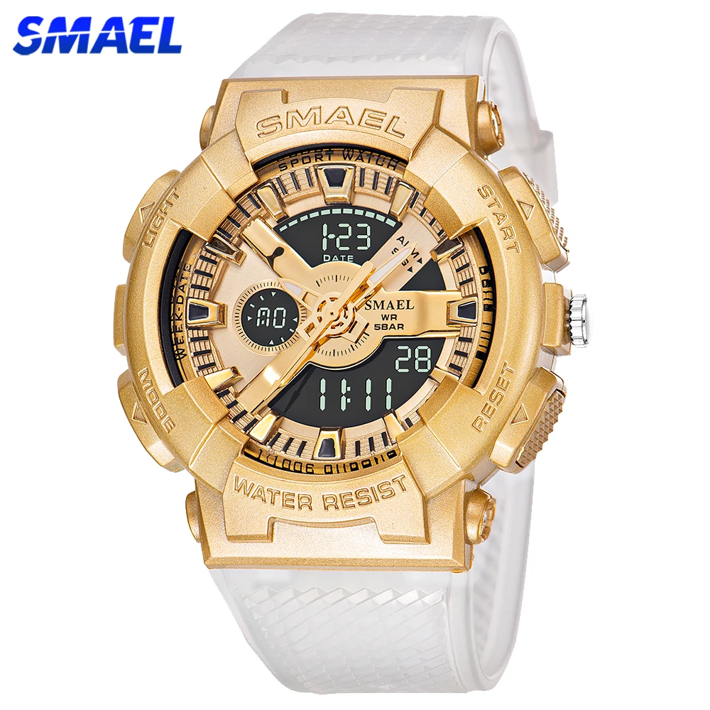 

SMAEL Sports Watches Men's Electronic Dual Display Watch Dual Time Display Digital Analog Quartz Men Wristwatch Waterproof Hour