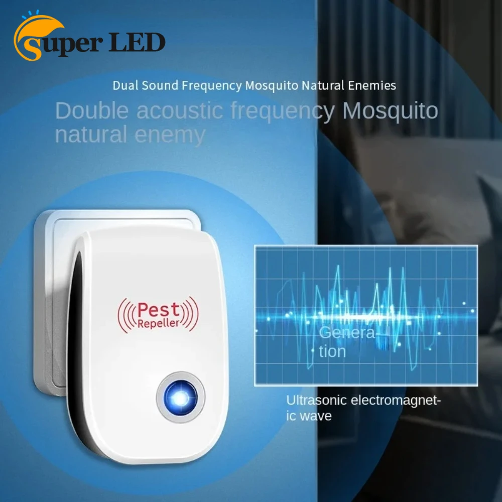 Modern EU US UK Plug Ultrasonic Repeller Reject Electronic Mosquito Killer Light Trap Lamp Repellant Pest Control