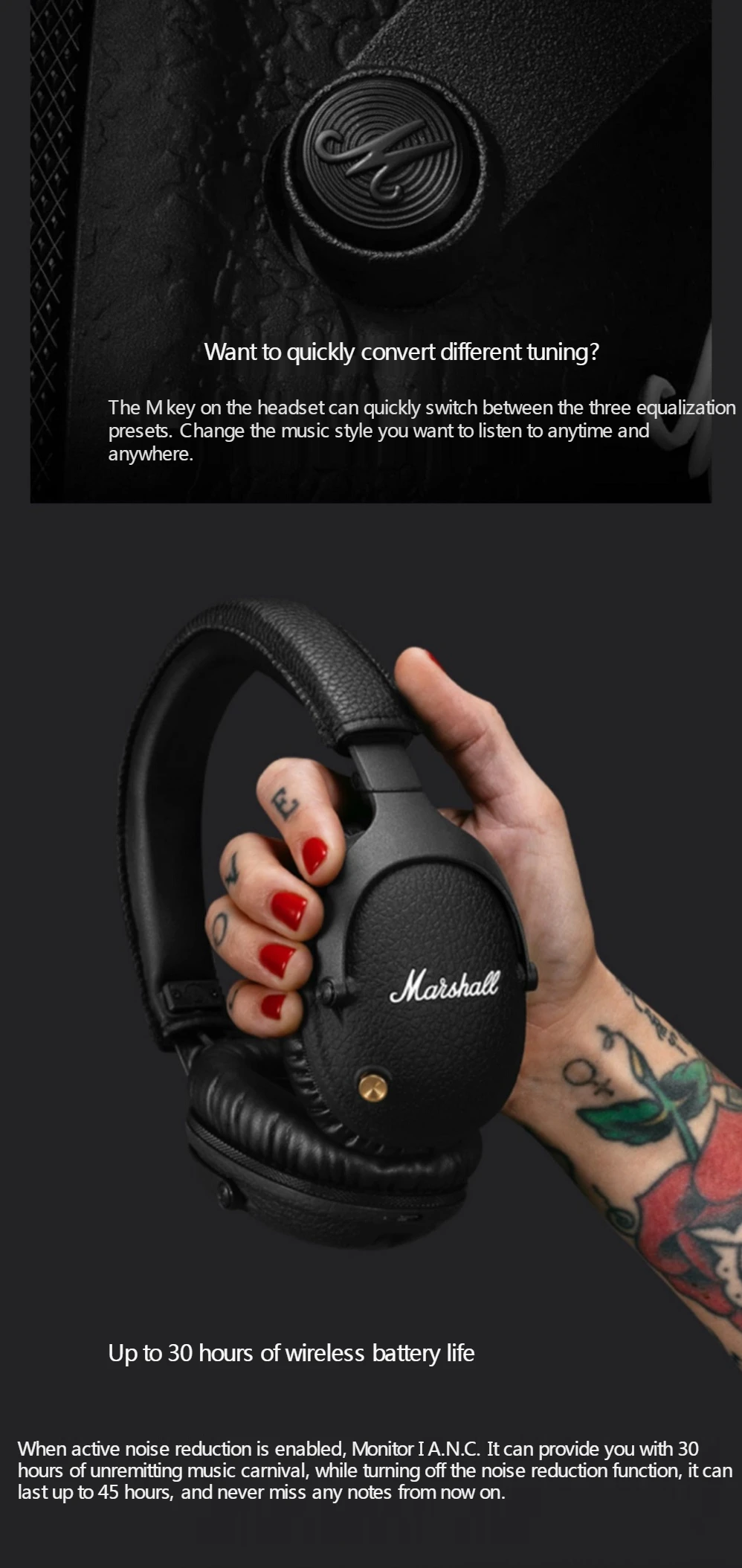  Marshall Monitor II Auriculares Bluetooth con cancelación  activa de ruido, color negro (renovado) : Electrónica