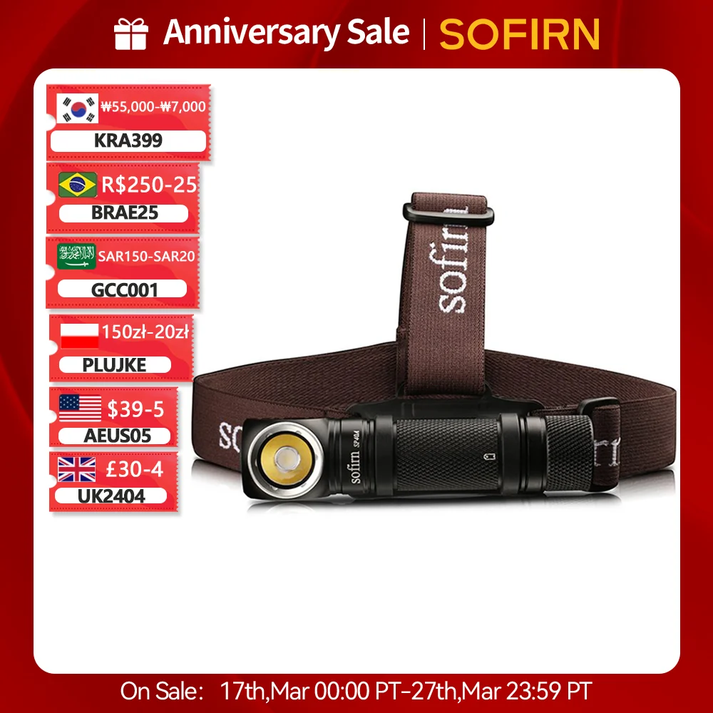 

Sofirn SP40A TIR Optics Lens Headlamp LH351D LED 18650 USB Rechargeable Head Lamp 1200lm Torch with Magnet Tail Cap