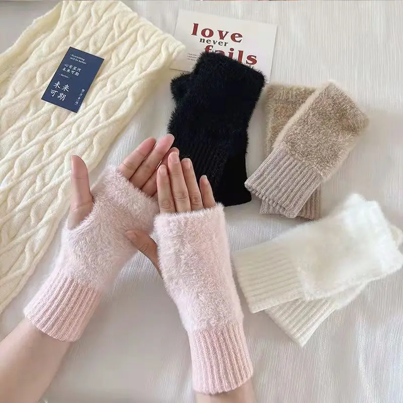 Furry Gloves 1pair Mink Fleece Women for Winter
