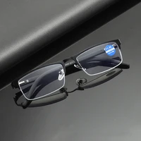 Lunettes de lecture classiques demi-monture pour hommes et femmes, rectangulaires, à la mode, presbytes, pour affaires, hypermétropie, Anti-lumière bleue 3