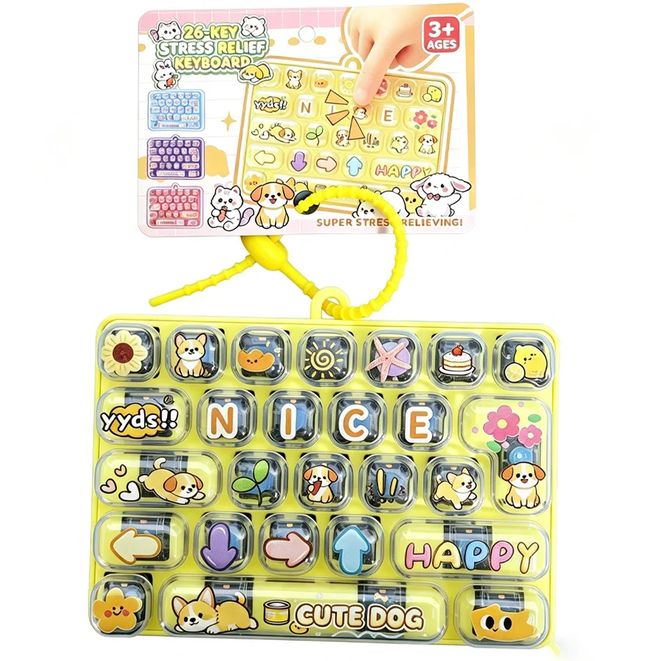 Portable Fidget Keyboard Toy with Cute Cartoon Animal Designs, 26 Keys